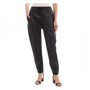 Bagatelle black faux leather joggers